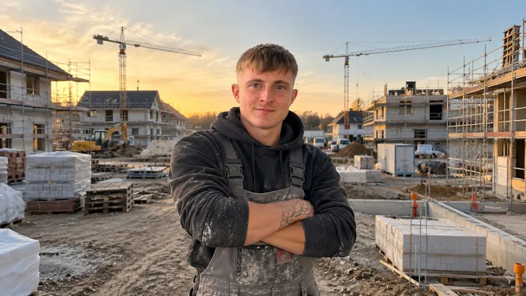 Kilian Sackmann von K.S. Rundumshaus-Service vor einer Baustelle in Bremen